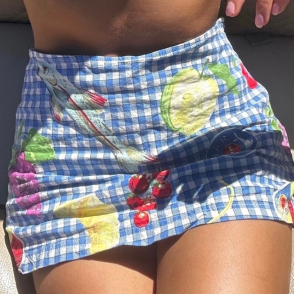 ISO blue gingham urban outfitters skirt